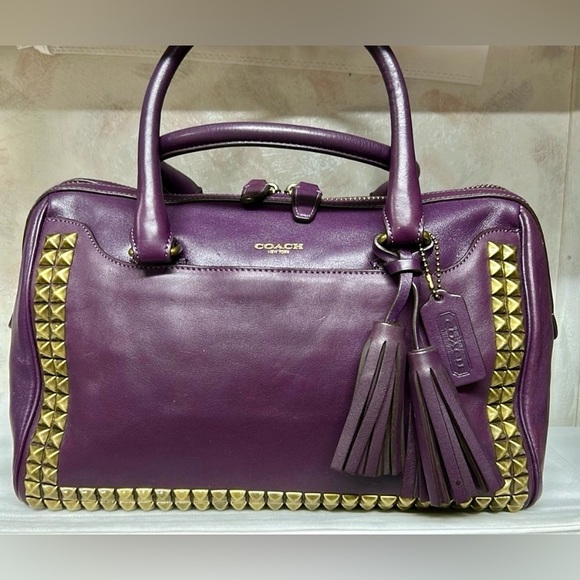 Coach Handbags - Coach Purple Studded Satchel  Bag